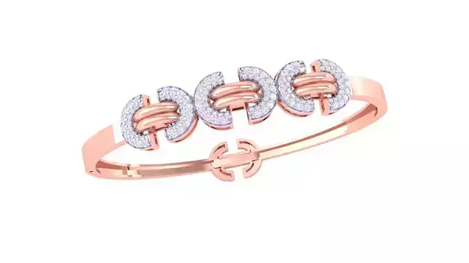 Tri Lock Solid Diamond Women Bracelets 3dm renders  3D print model