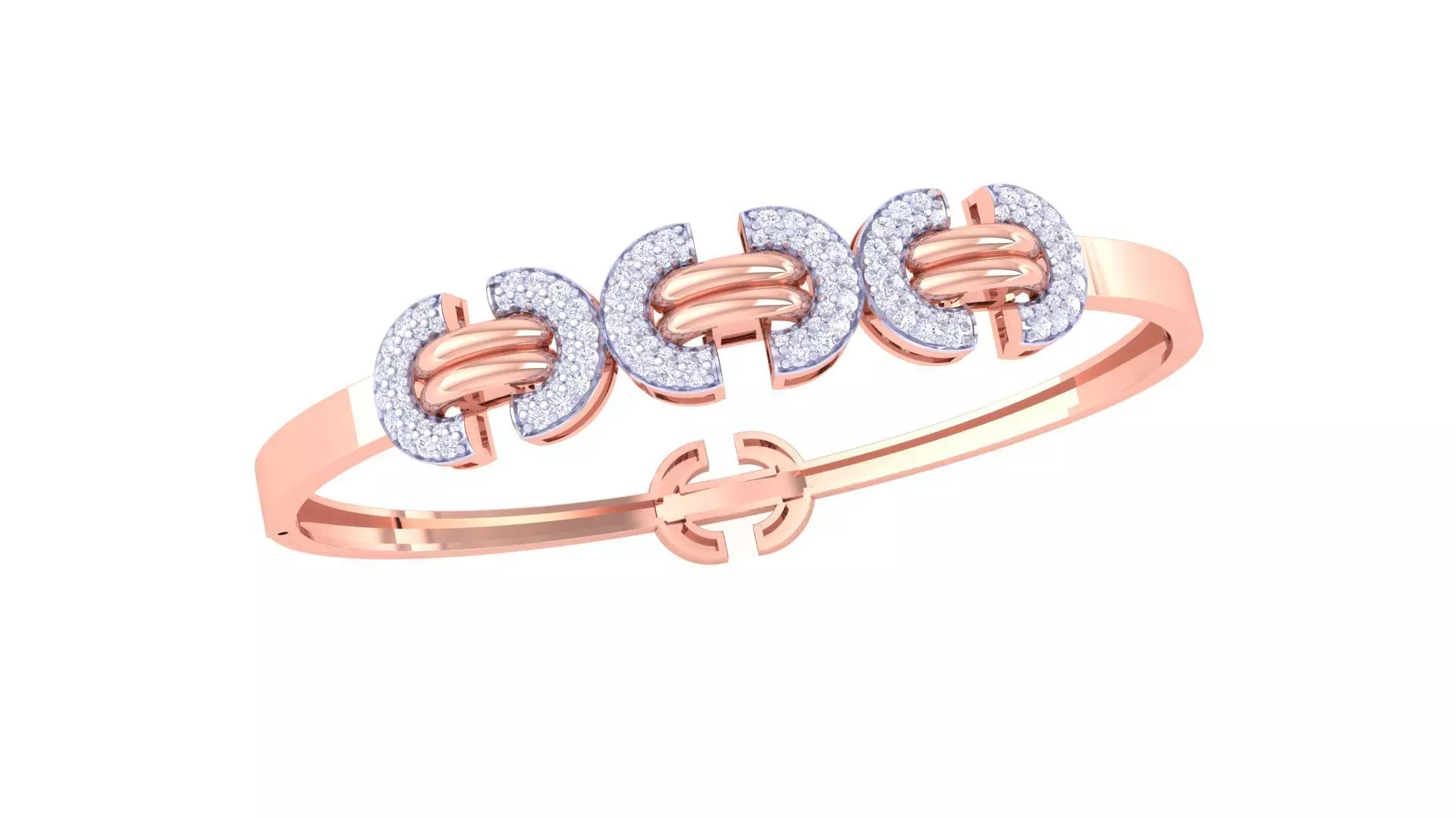 Tri Lock Solid Diamond Women Bracelets 3dm renders  3D print model_0