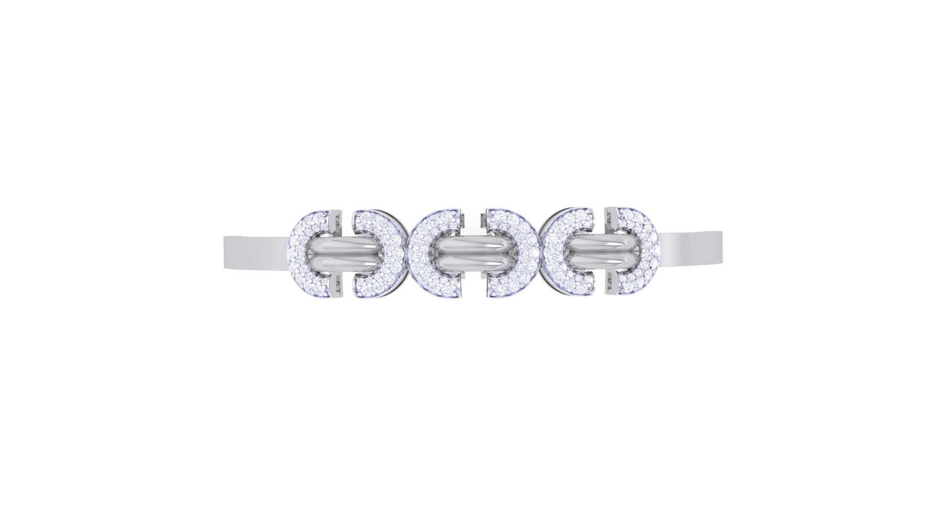 Tri Lock Solid Diamond Women Bracelets 3dm renders  3D print model_7