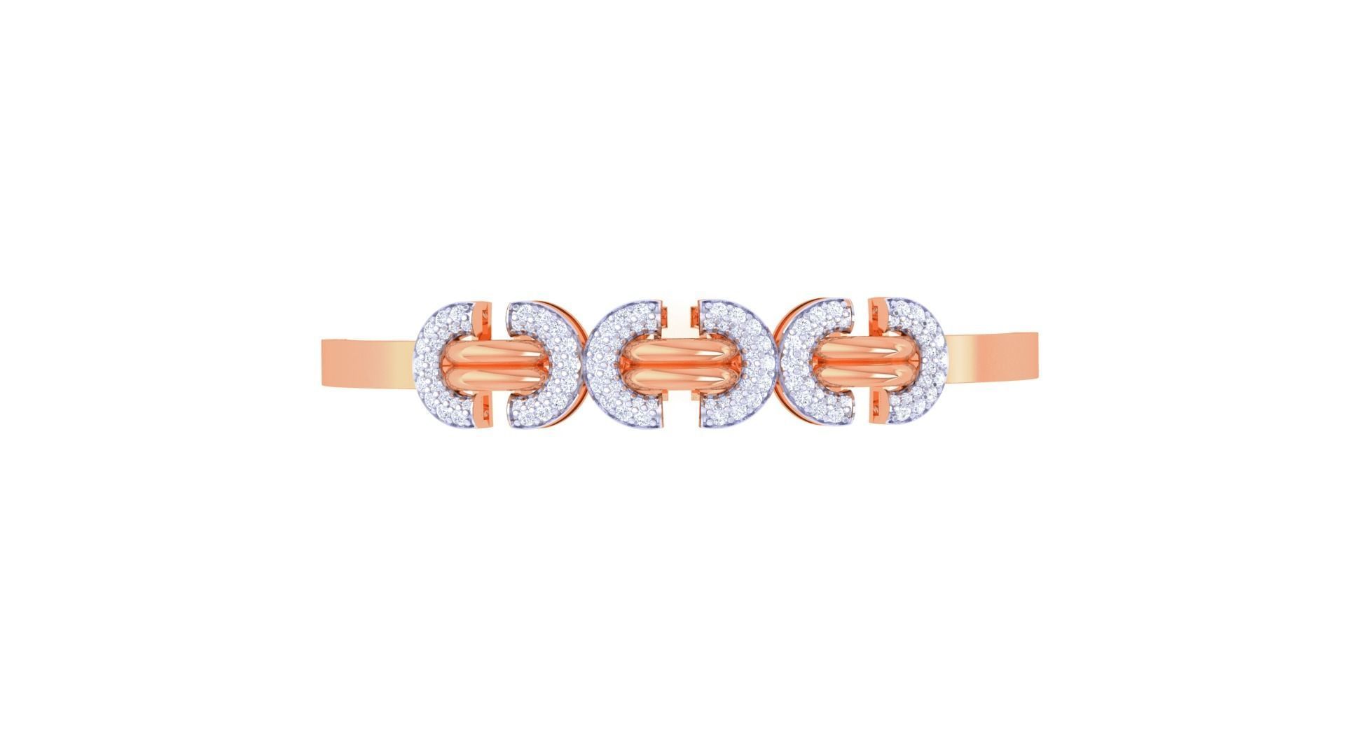 Tri Lock Solid Diamond Women Bracelets 3dm renders  3D print model_8