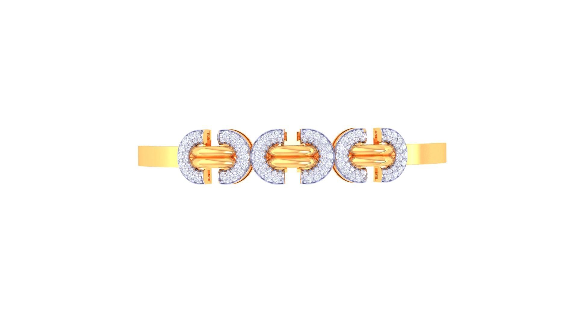 Tri Lock Solid Diamond Women Bracelets 3dm renders  3D print model_6