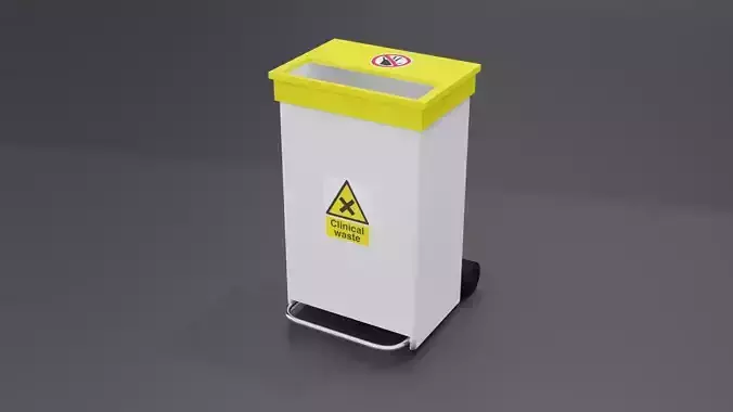 Clinical Waste Bin and General waste Bin - Hospital Clinical Low-poly 3D model