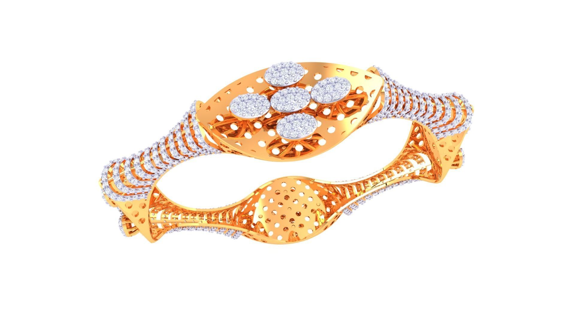 Solid Diamond Women Bracelets 3dm renders  3D print model_2