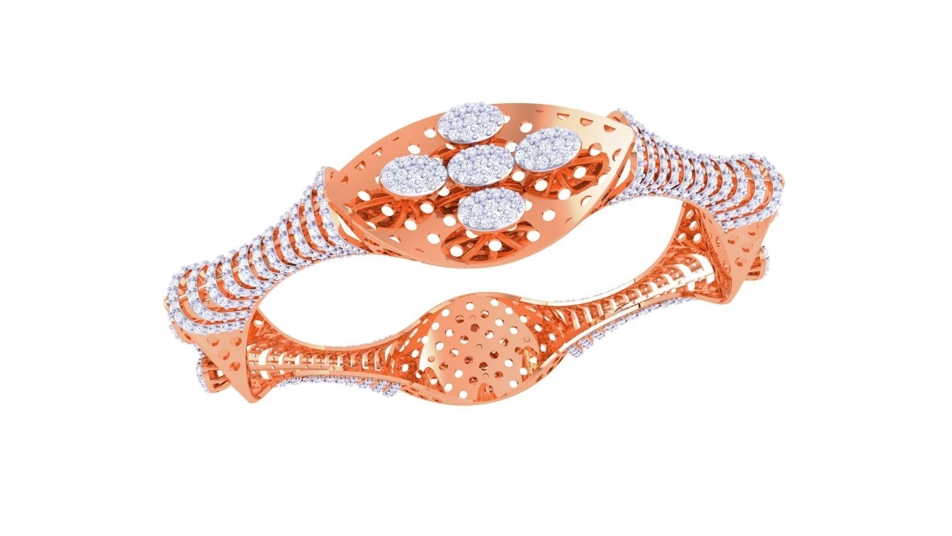 Solid Diamond Women Bracelets 3dm renders  3D print model_4