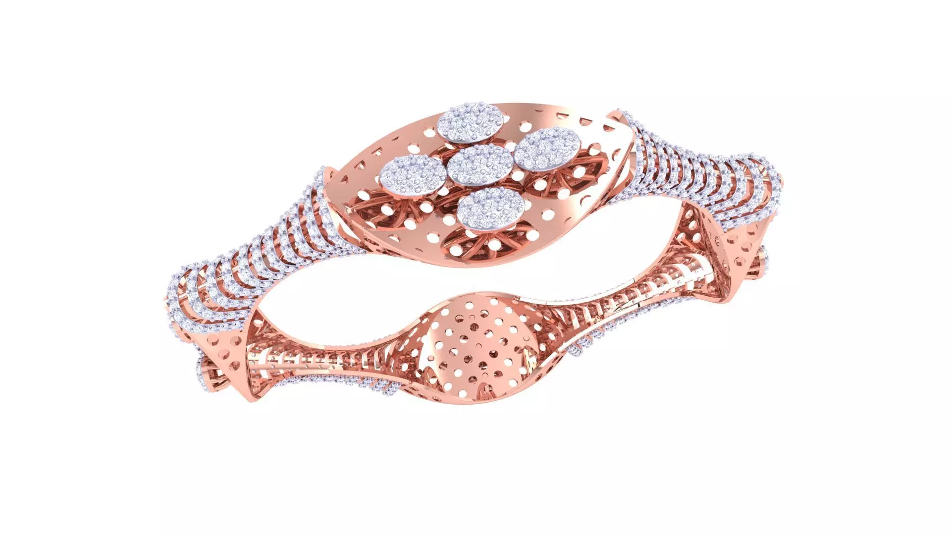 Solid Diamond Women Bracelets 3dm renders  3D print model_0