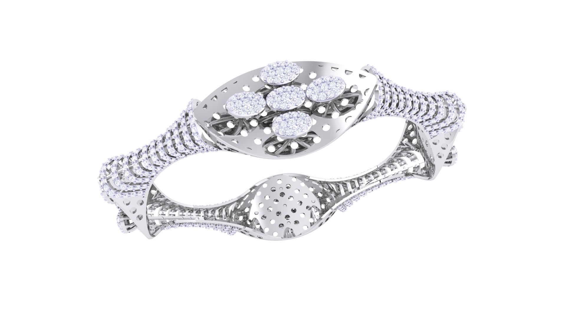 Solid Diamond Women Bracelets 3dm renders  3D print model_1