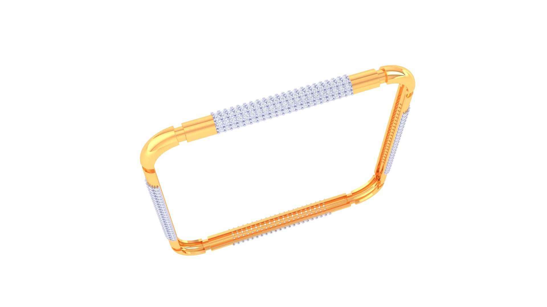 Square Solid Diamond Women Bracelets 3dm renders  3D print model_2