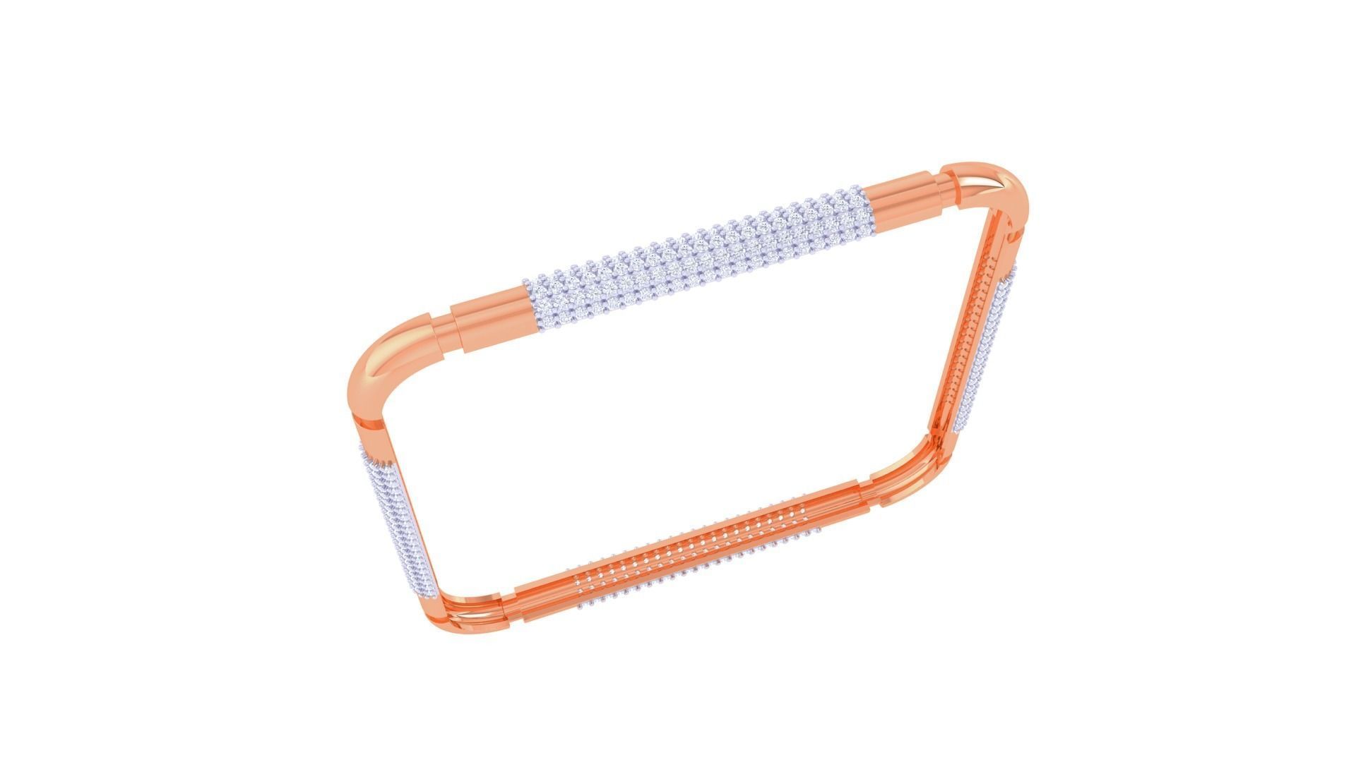 Square Solid Diamond Women Bracelets 3dm renders  3D print model_5