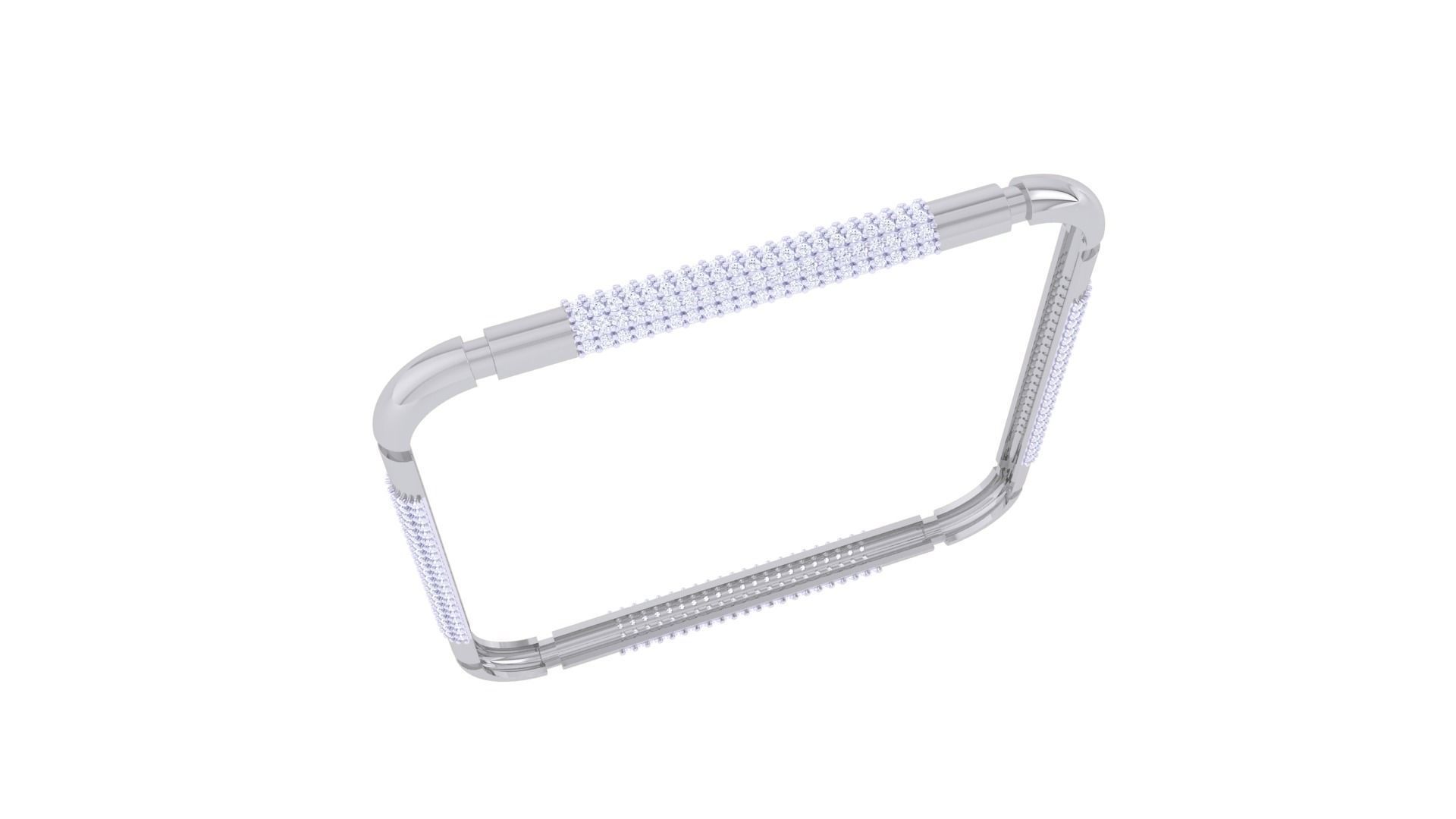 Square Solid Diamond Women Bracelets 3dm renders  3D print model_4