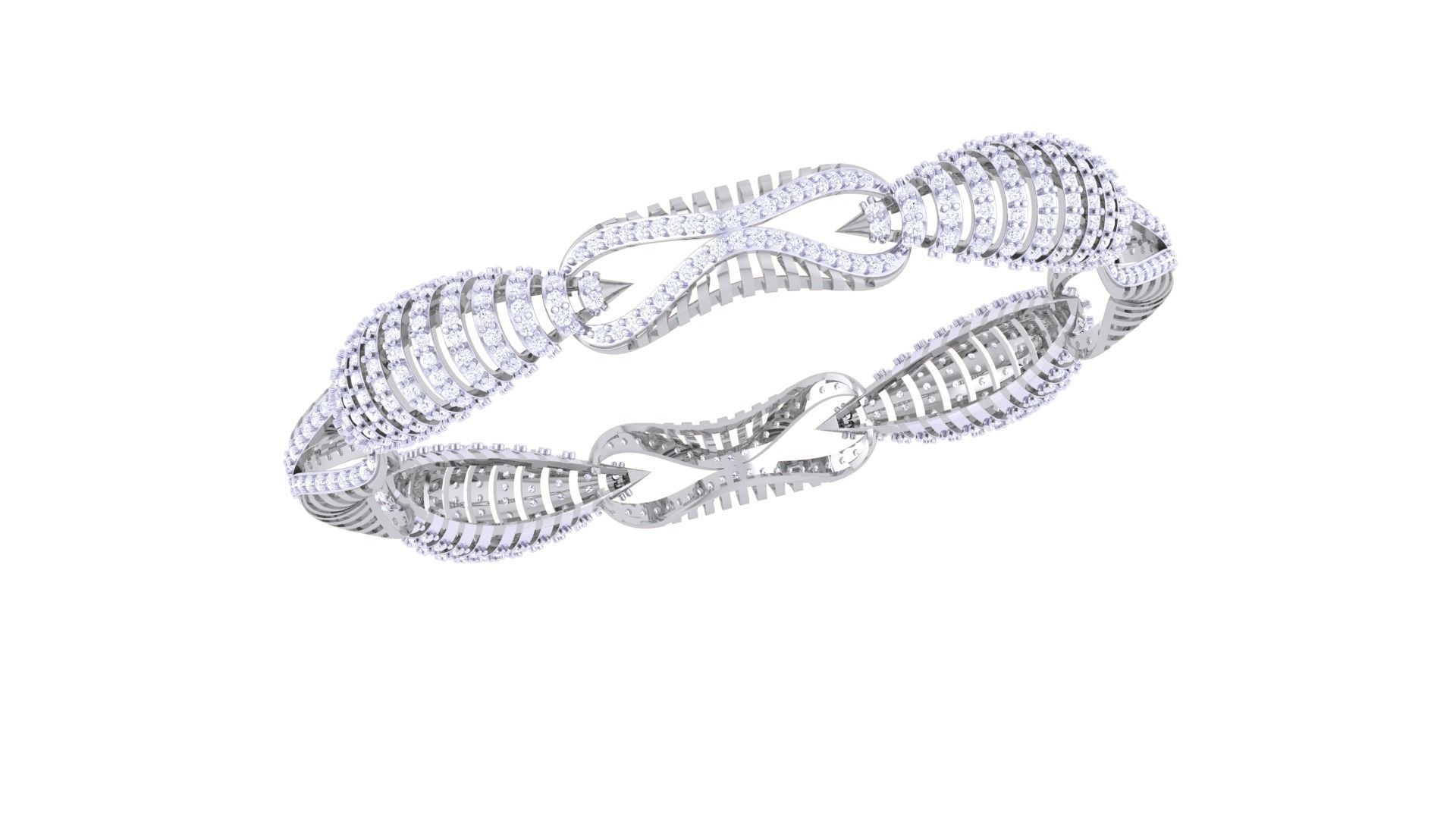 Solid Diamond Women Bracelets 3dm renders  3D print model_4
