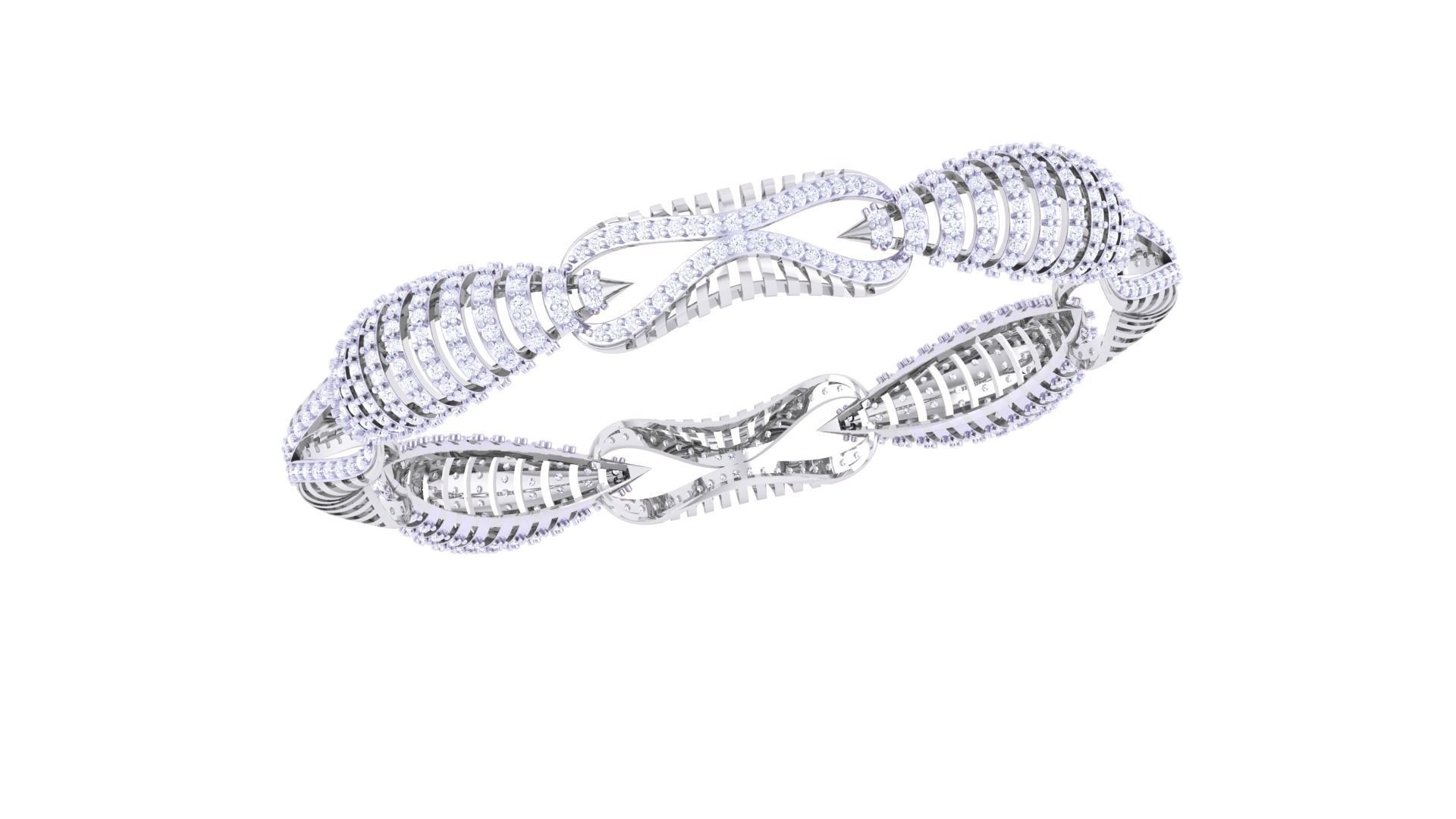 Solid Diamond Women Bracelets 3dm renders  3D print model_1
