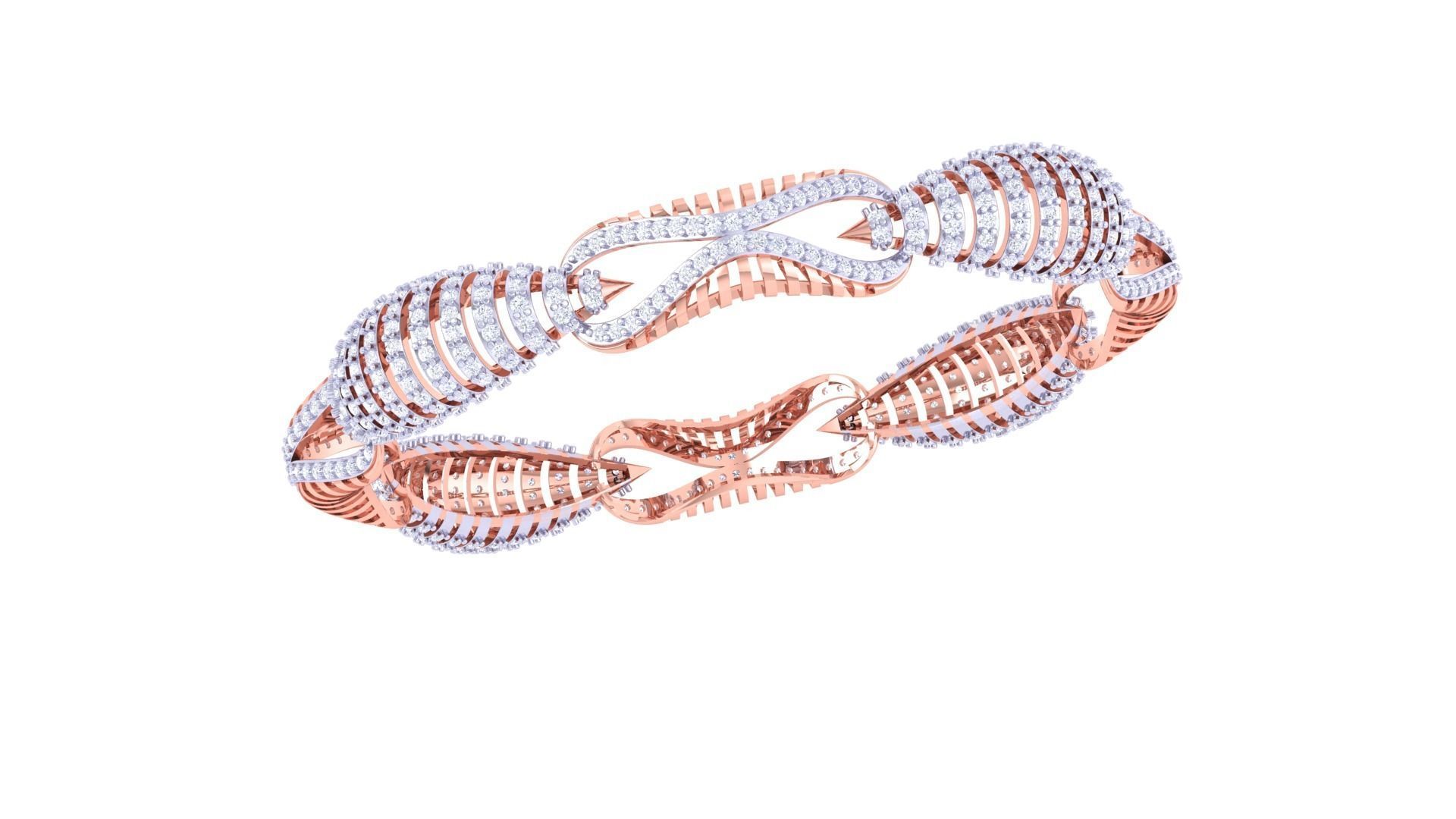 Solid Diamond Women Bracelets 3dm renders  3D print model_3