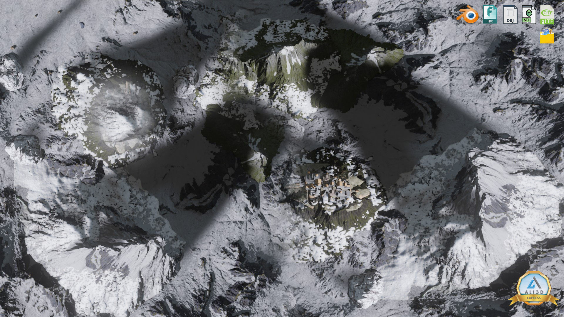 Majestic Snow-Capped Mountain Range with Enchanting Mist 3D model_8