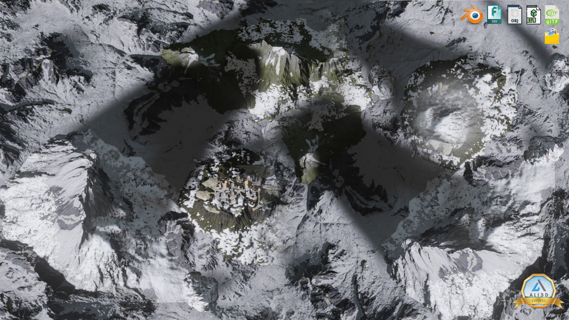 Majestic Snow-Capped Mountain Range with Enchanting Mist 3D model_2