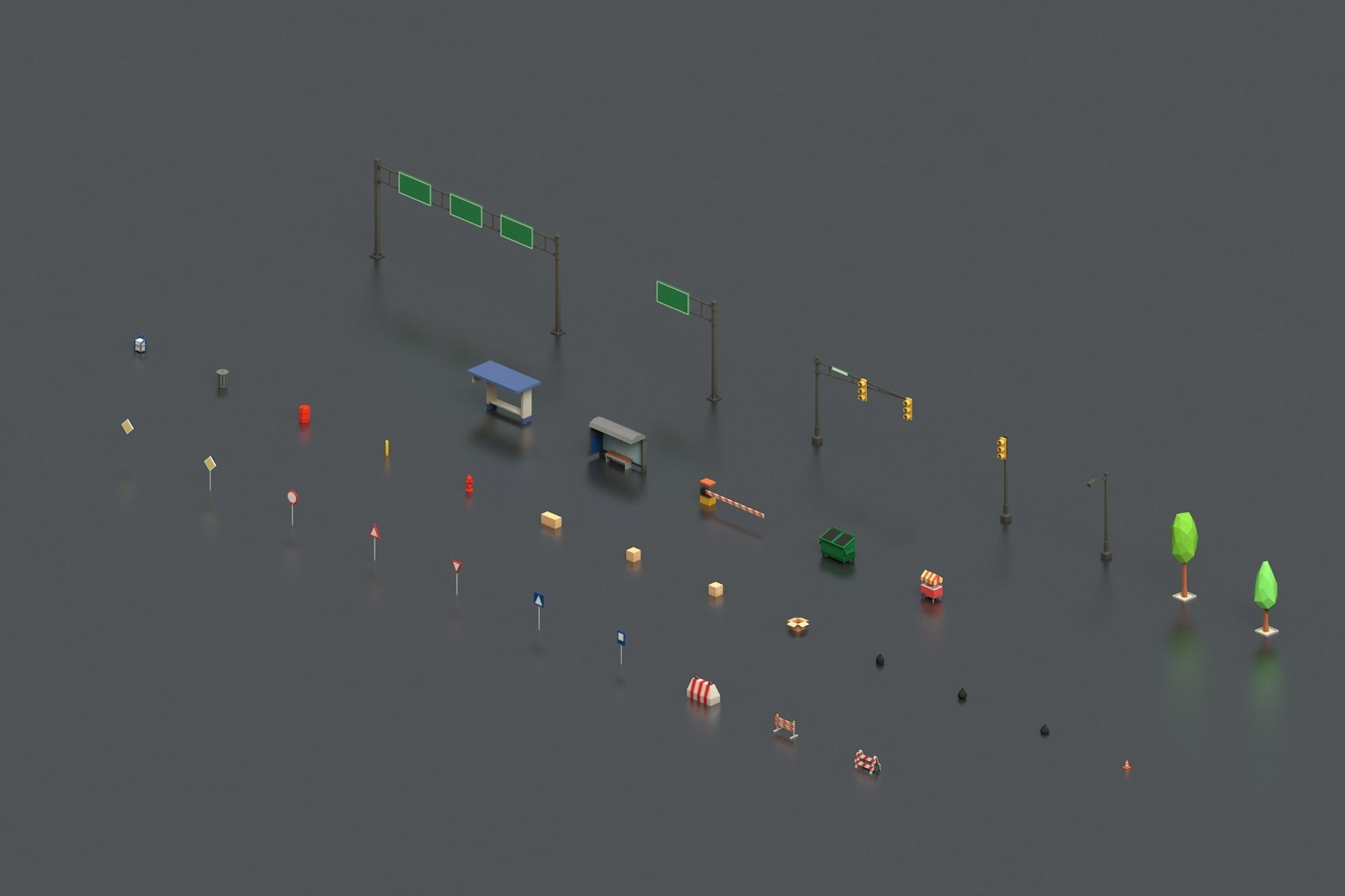 Free Big Low Poly Simple Urban City 3D Asset Pack Free low-poly 3D model_9