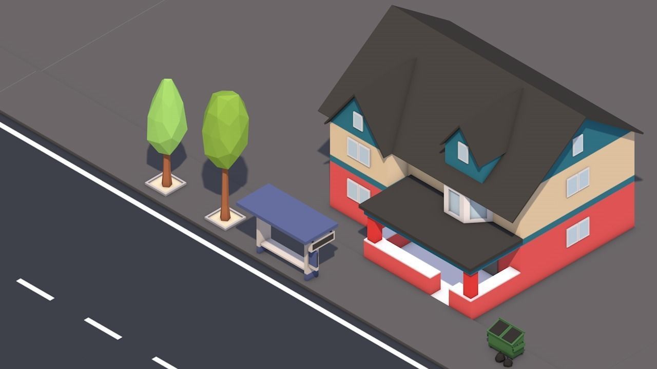 Free Big Low Poly Simple Urban City 3D Asset Pack Free low-poly 3D model_30