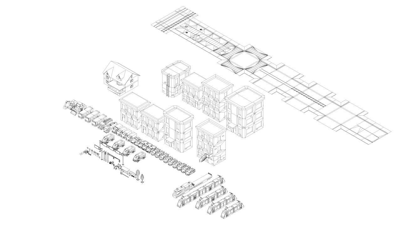 Free Big Low Poly Simple Urban City 3D Asset Pack Free low-poly 3D model_41