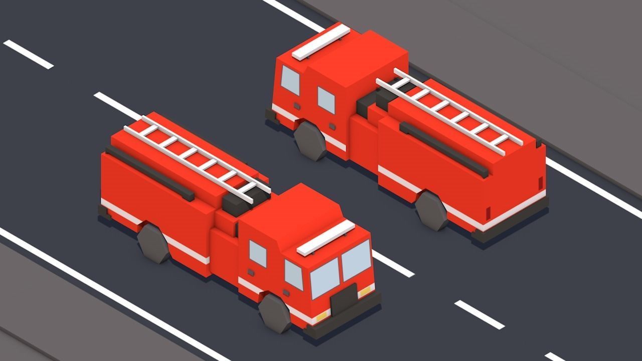 Free Big Low Poly Simple Urban City 3D Asset Pack Free low-poly 3D model_24