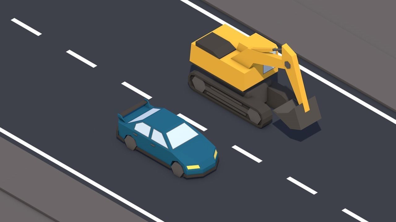 Free Big Low Poly Simple Urban City 3D Asset Pack Free low-poly 3D model_35