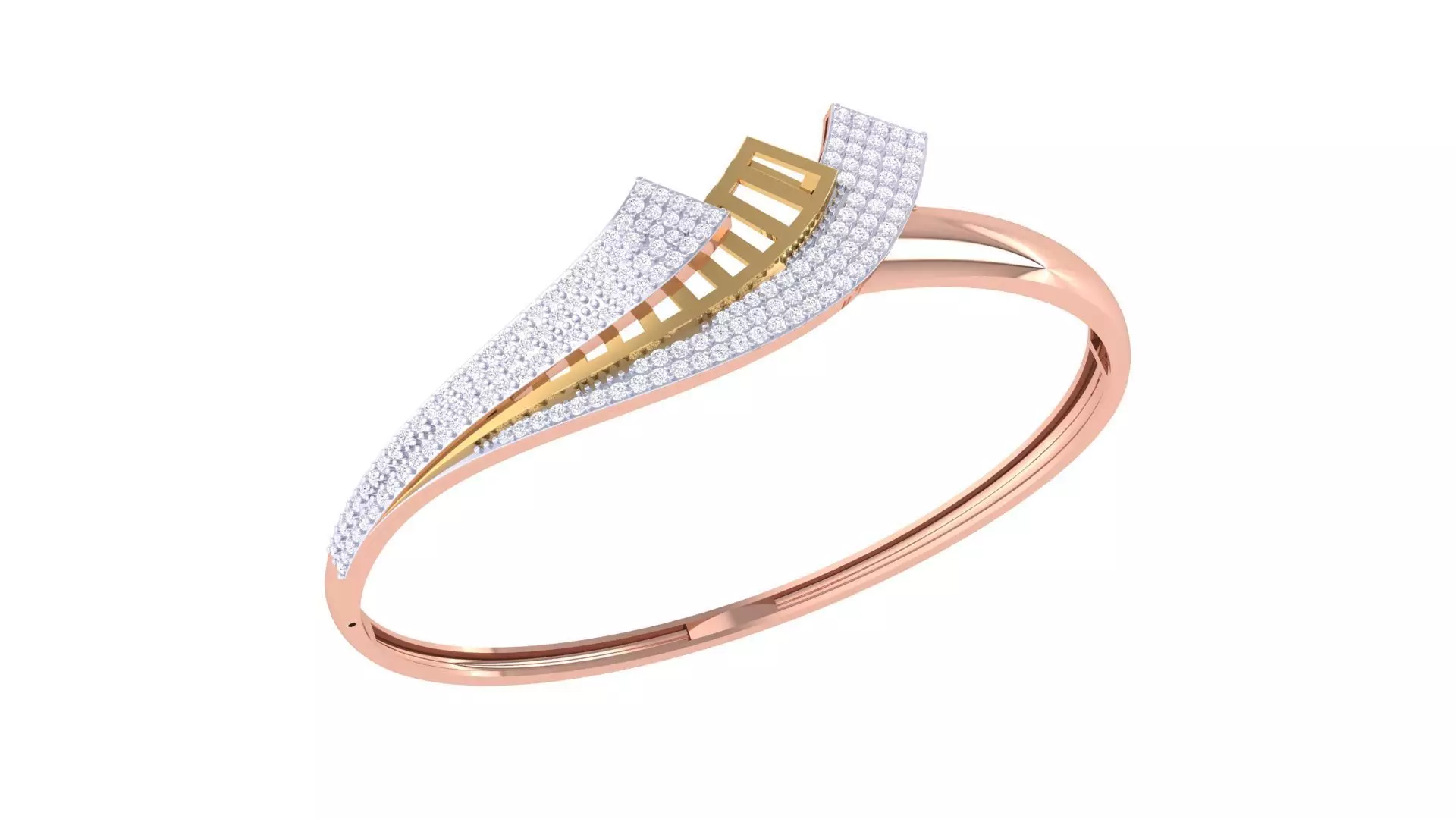 Twisted Solid Diamond Women Bracelets 3dm renders  3D print model_0