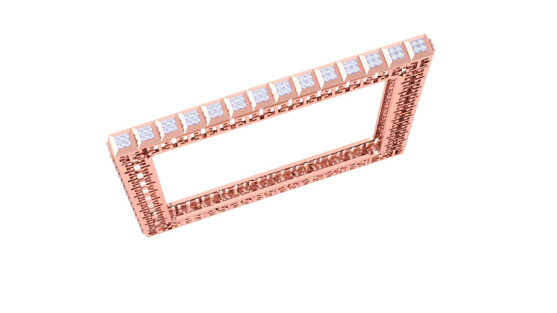 Square Solid Diamond Women Bracelets 3dm renders  3D print model_3