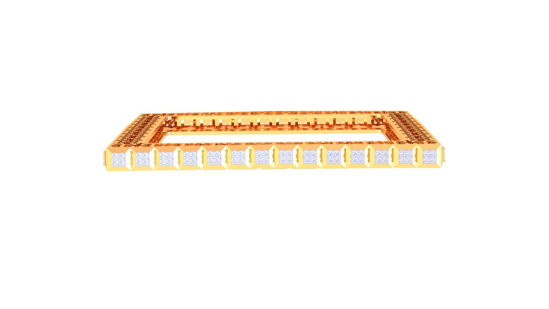 Square Solid Diamond Women Bracelets 3dm renders  3D print model_6