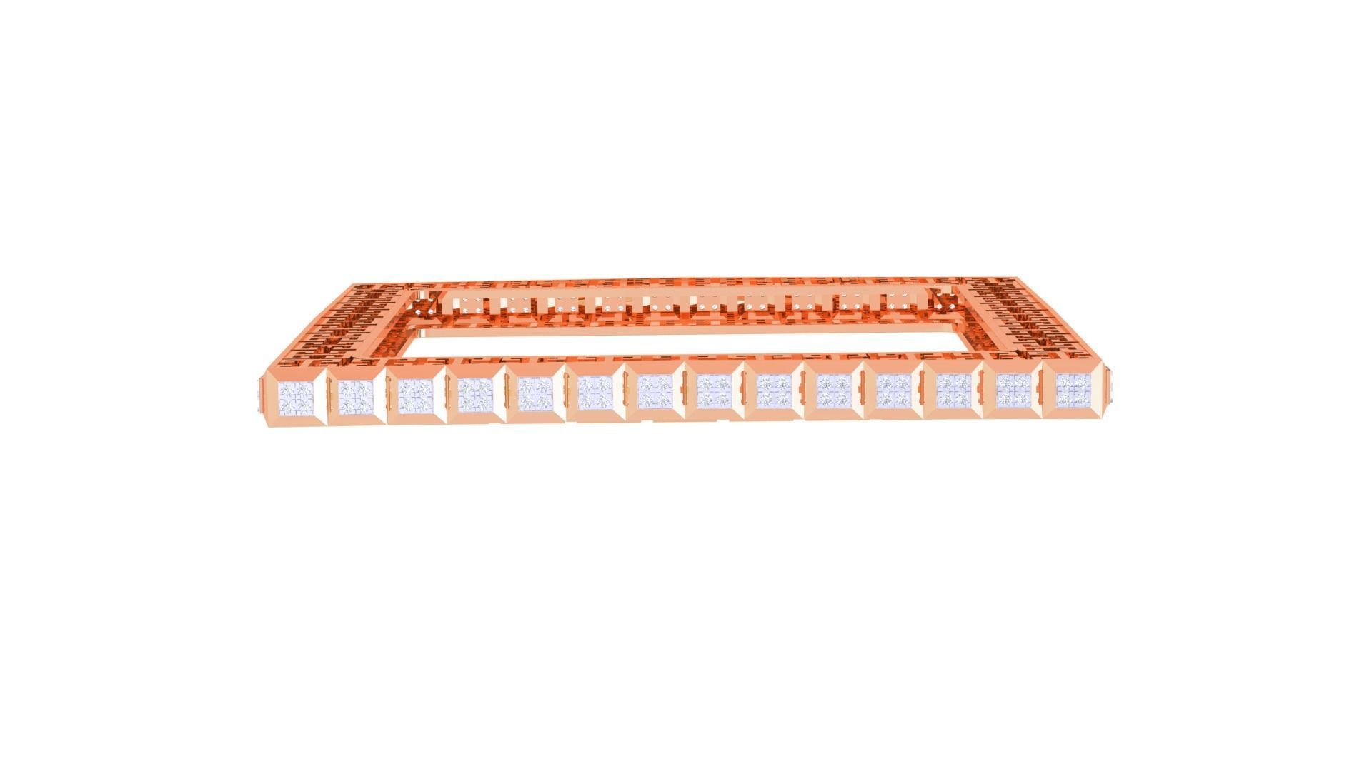 Square Solid Diamond Women Bracelets 3dm renders  3D print model_8