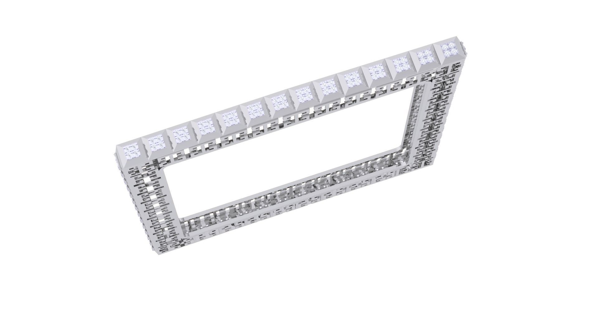 Square Solid Diamond Women Bracelets 3dm renders  3D print model_4