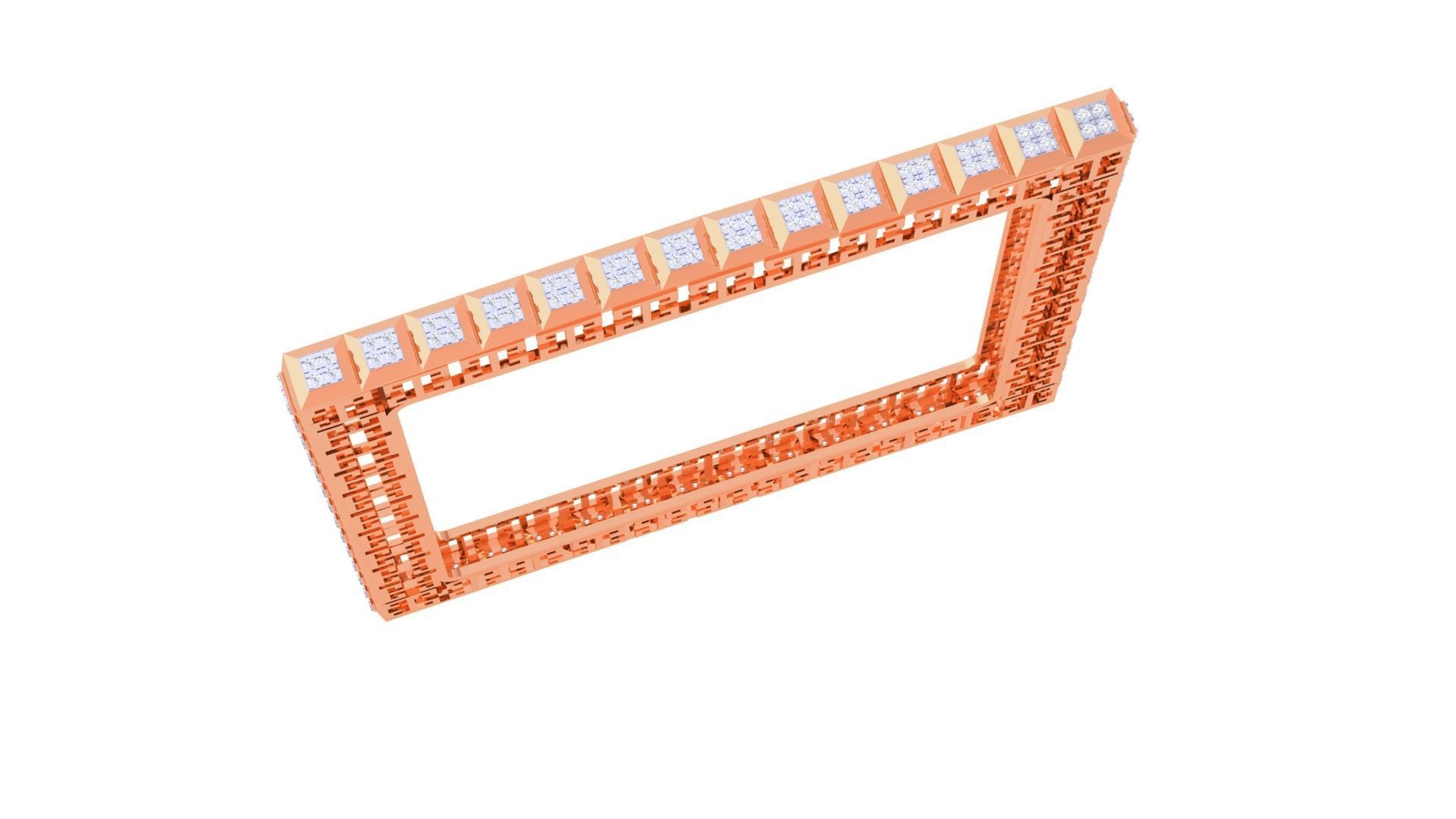 Square Solid Diamond Women Bracelets 3dm renders  3D print model_5