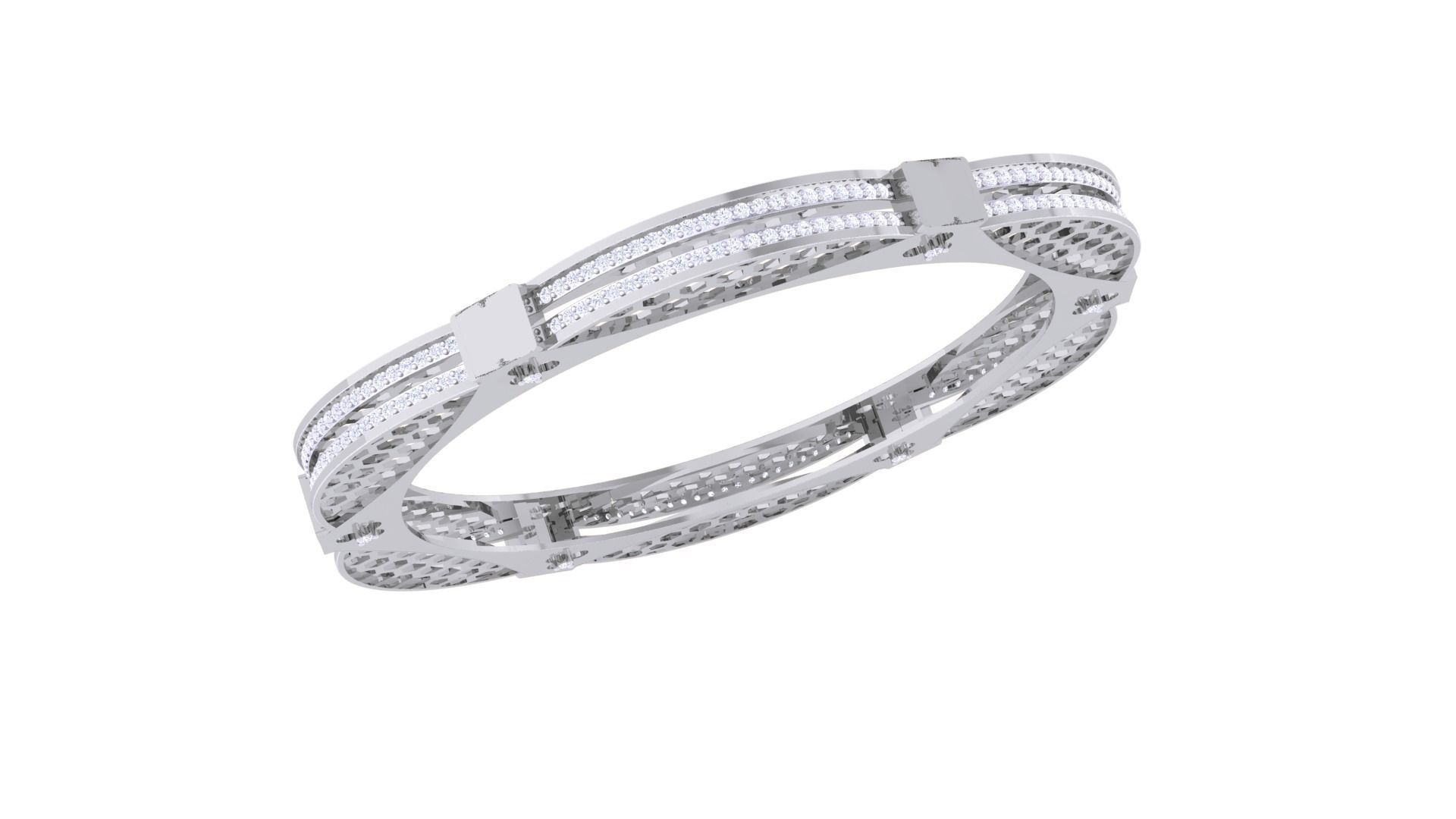 Ultra Vision Mesh Wire Women Light wt Diamond Bracelet 3dm  3D print model_4