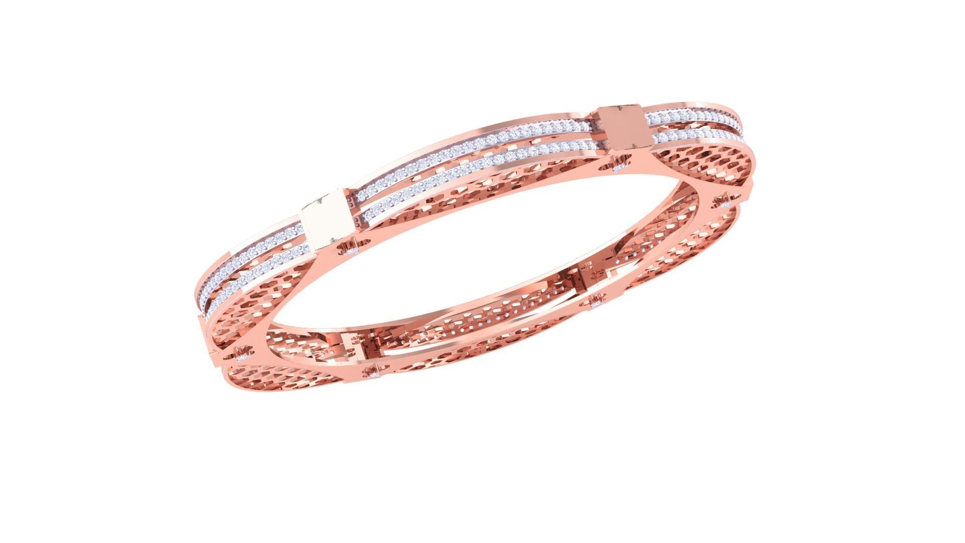 Ultra Vision Mesh Wire Women Light wt Diamond Bracelet 3dm  3D print model_3