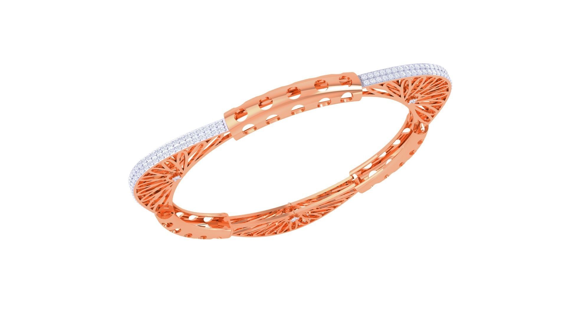 Ultra Vision Mesh Triangular Solid Diamond Women Bracelets 3dm 3D print model_5