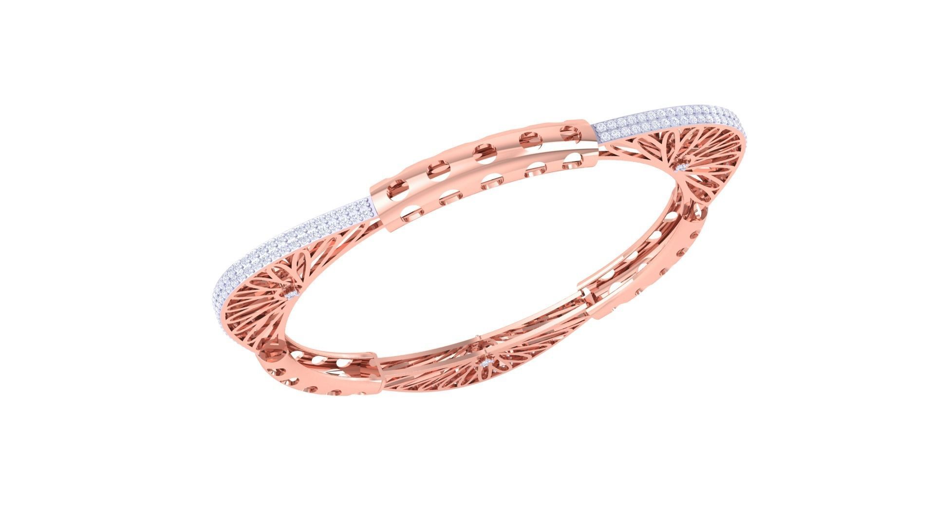 Ultra Vision Mesh Triangular Solid Diamond Women Bracelets 3dm 3D print model_3