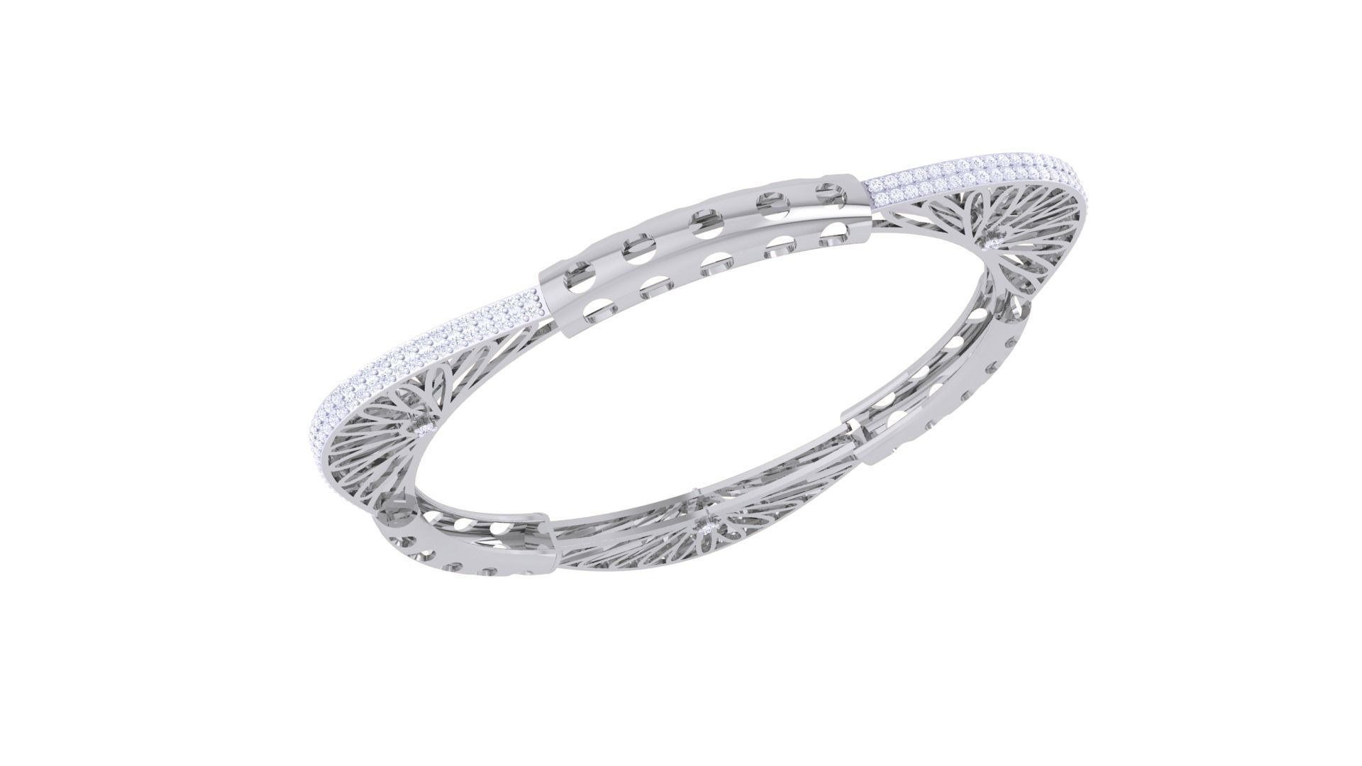 Ultra Vision Mesh Triangular Solid Diamond Women Bracelets 3dm 3D print model_4