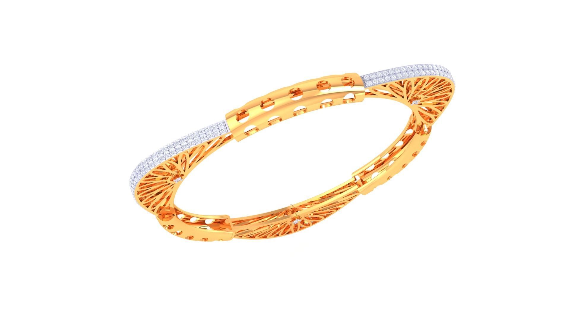 Ultra Vision Mesh Triangular Solid Diamond Women Bracelets 3dm 3D print model_2