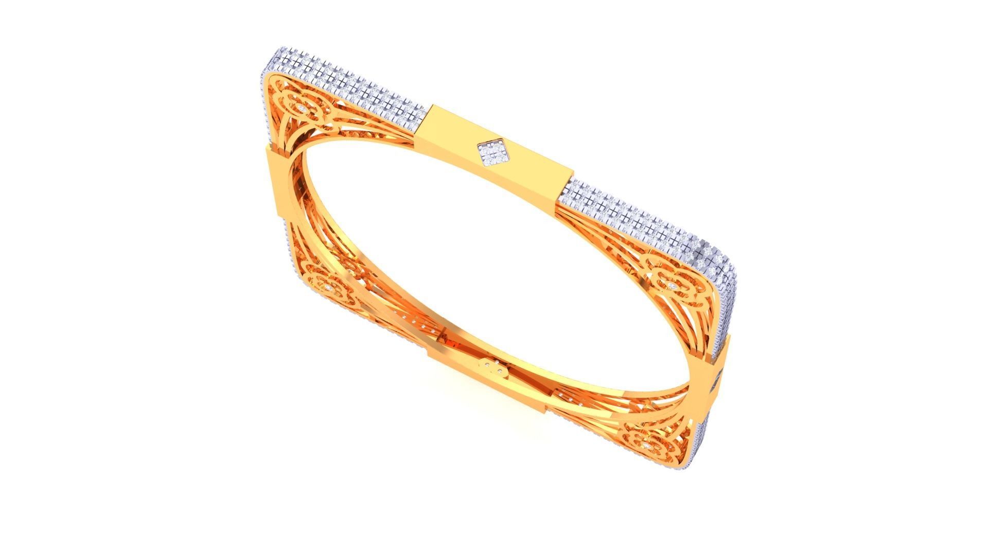 Square Solid Diamond Women Bracelets 3dm renders  3D print model_2
