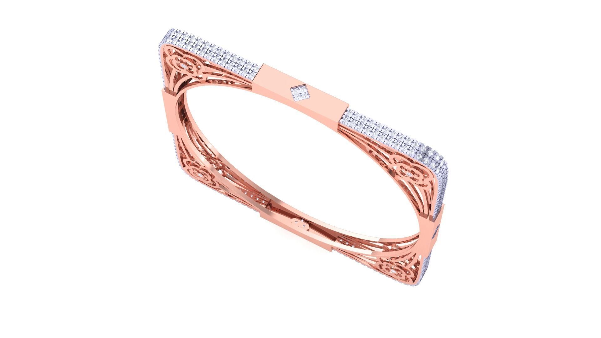 Square Solid Diamond Women Bracelets 3dm renders  3D print model_3