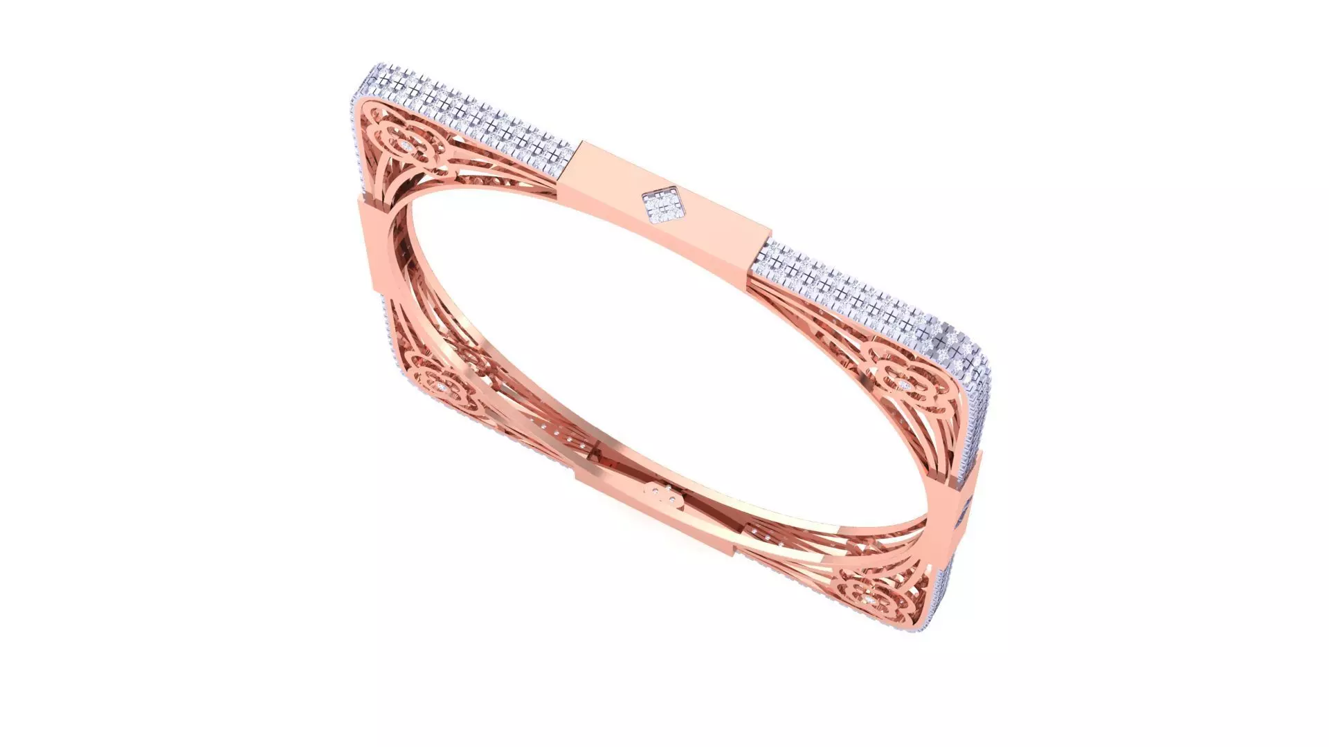 Square Solid Diamond Women Bracelets 3dm renders  3D print model_0