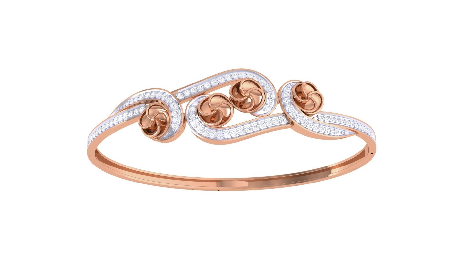 Flower Women Light wt Diamond Bracelet 3dm renders 3D print model_8