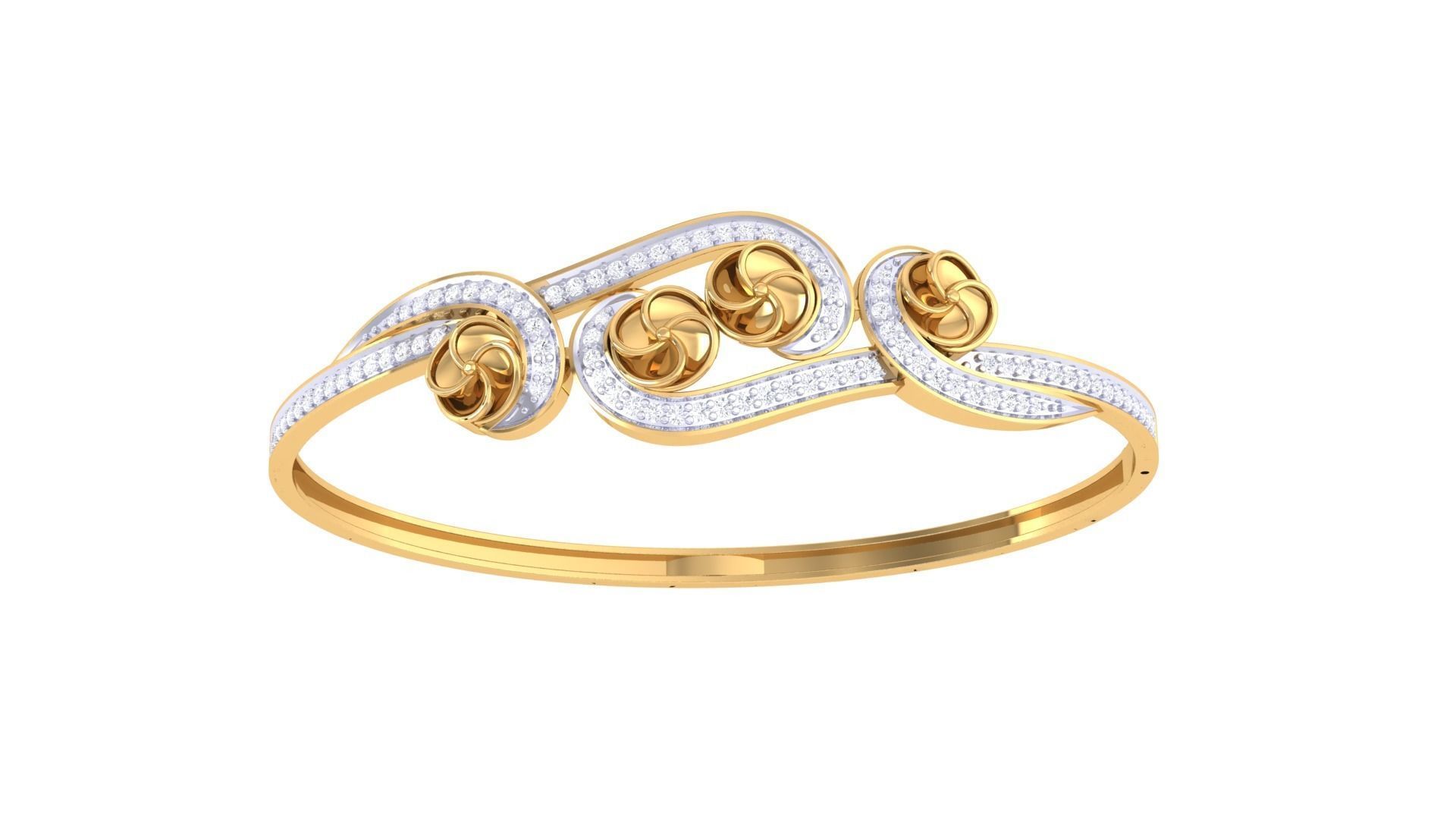Flower Women Light wt Diamond Bracelet 3dm renders 3D print model_7
