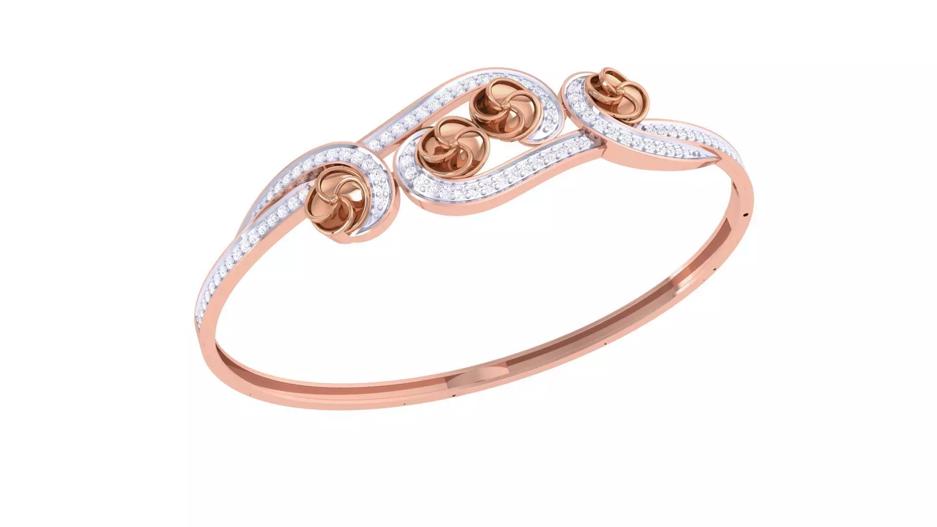 Flower Women Light wt Diamond Bracelet 3dm renders 3D print model_0