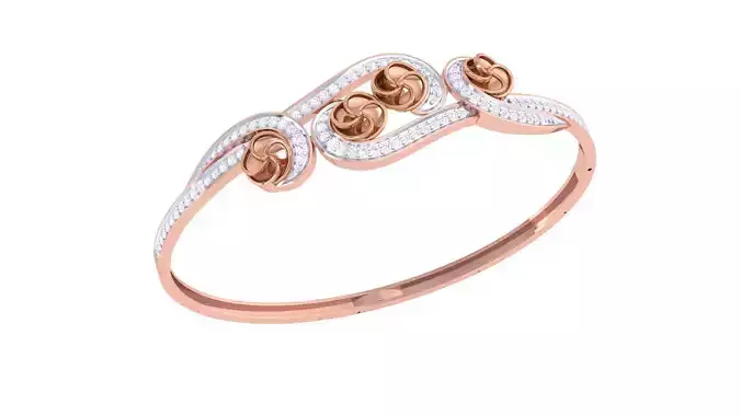 Flower Women Light wt Diamond Bracelet 3dm renders 3D print model