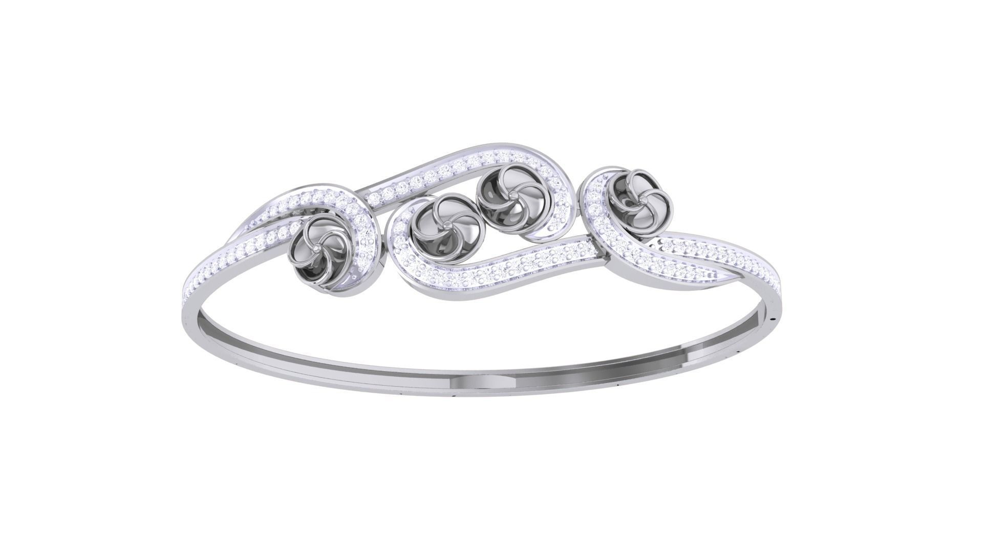 Flower Women Light wt Diamond Bracelet 3dm renders 3D print model_6