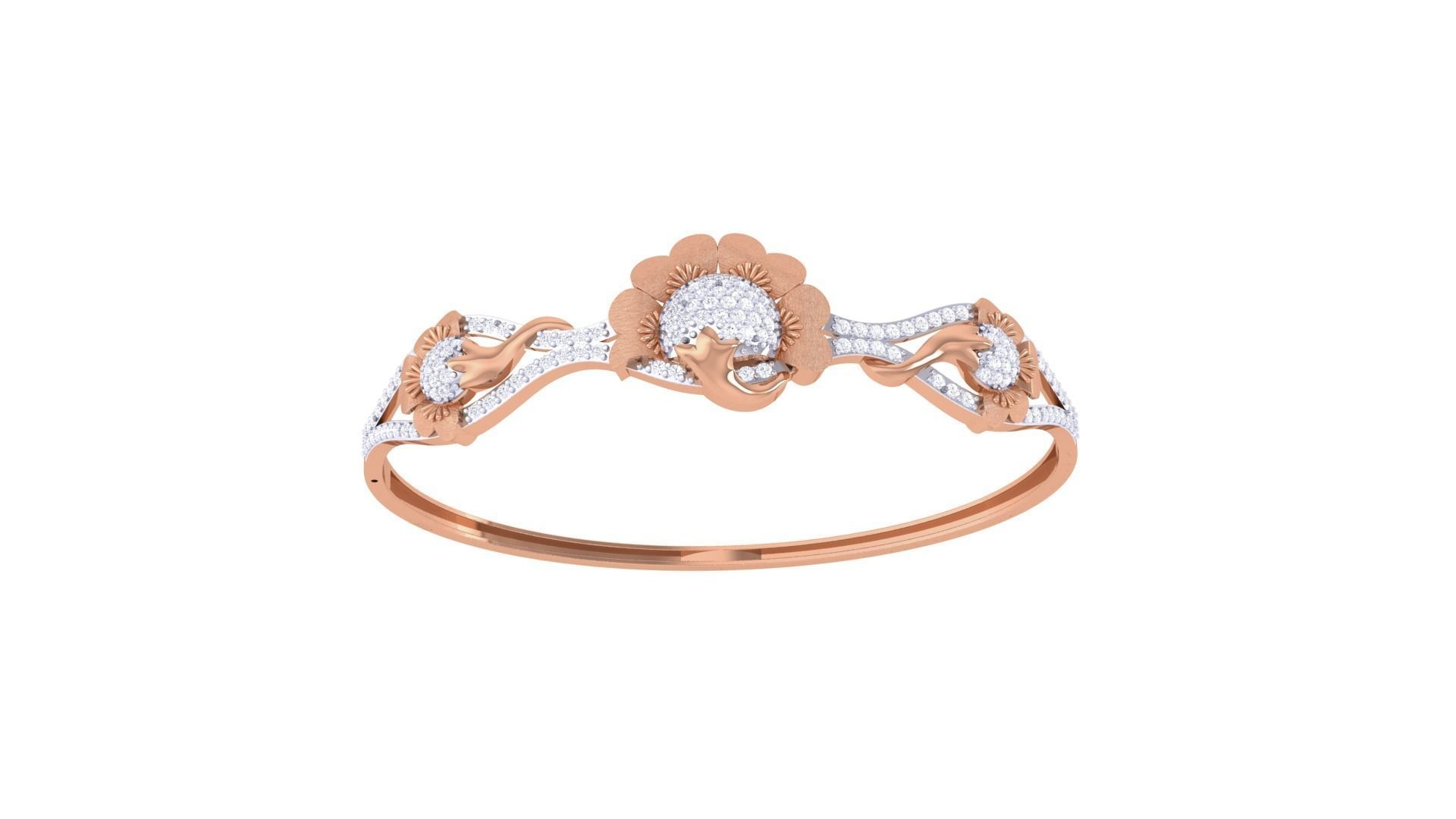 Flower Women Light wt Diamond Bracelet 3dm renders 3D print model_8