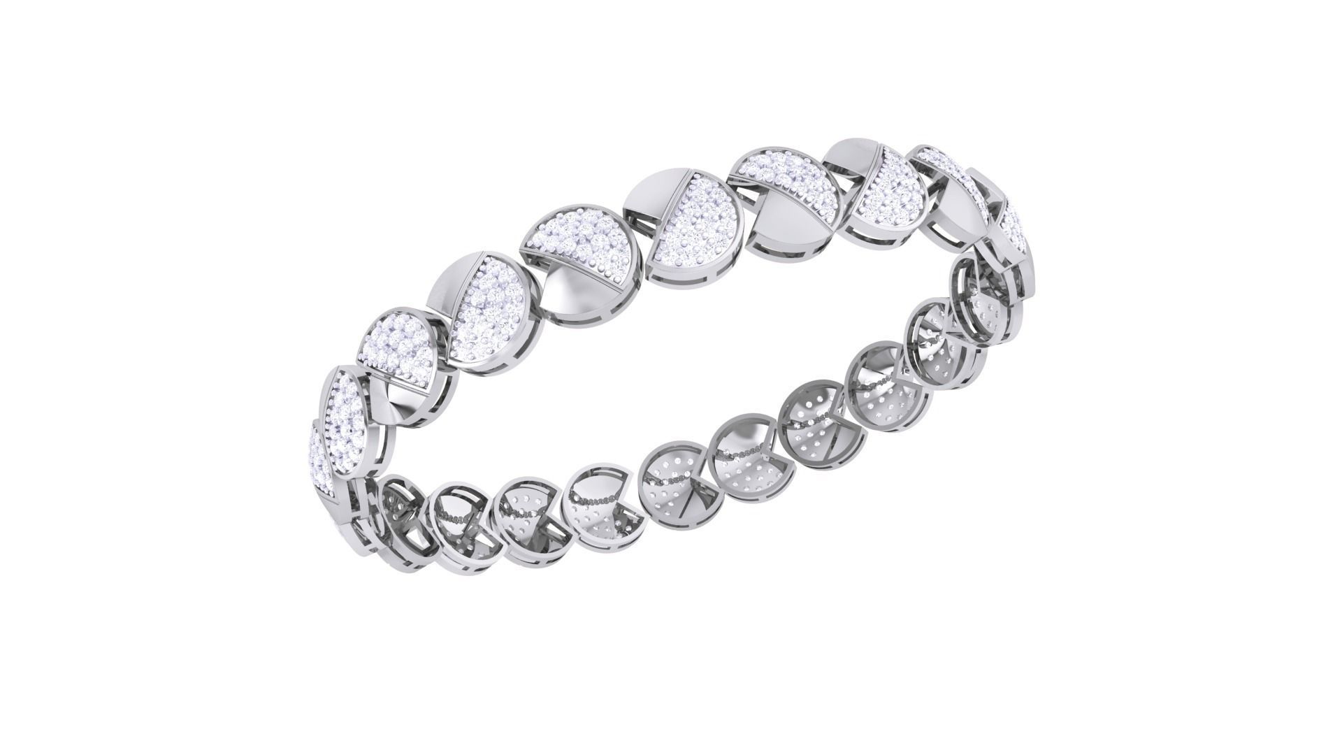 Solid Diamond Women Bracelets 3dm renders  3D print model_1