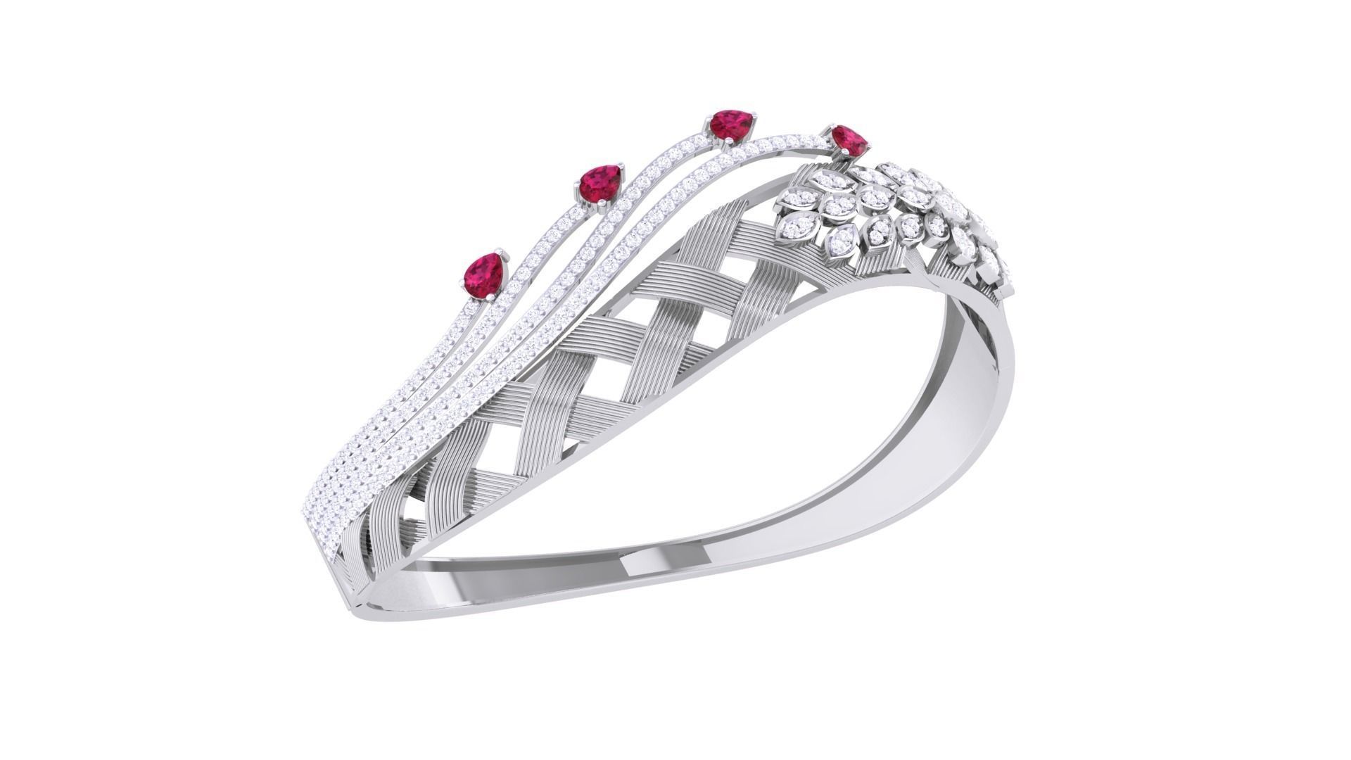 Cross Ribbon Wire Flower Mesh Solid Diamond Women Bracelets 3dm 3D print model_4