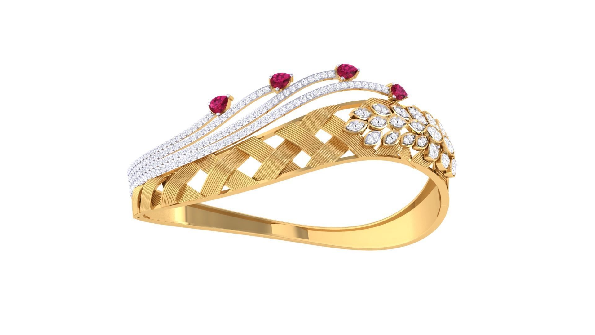 Cross Ribbon Wire Flower Mesh Solid Diamond Women Bracelets 3dm 3D print model_6