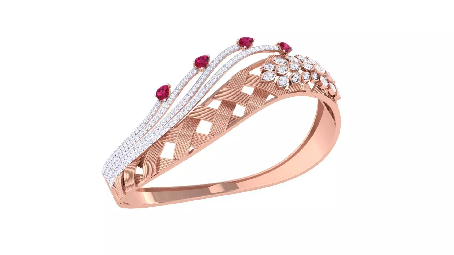 Cross Ribbon Wire Flower Mesh Solid Diamond Women Bracelets 3dm 3D print model_0