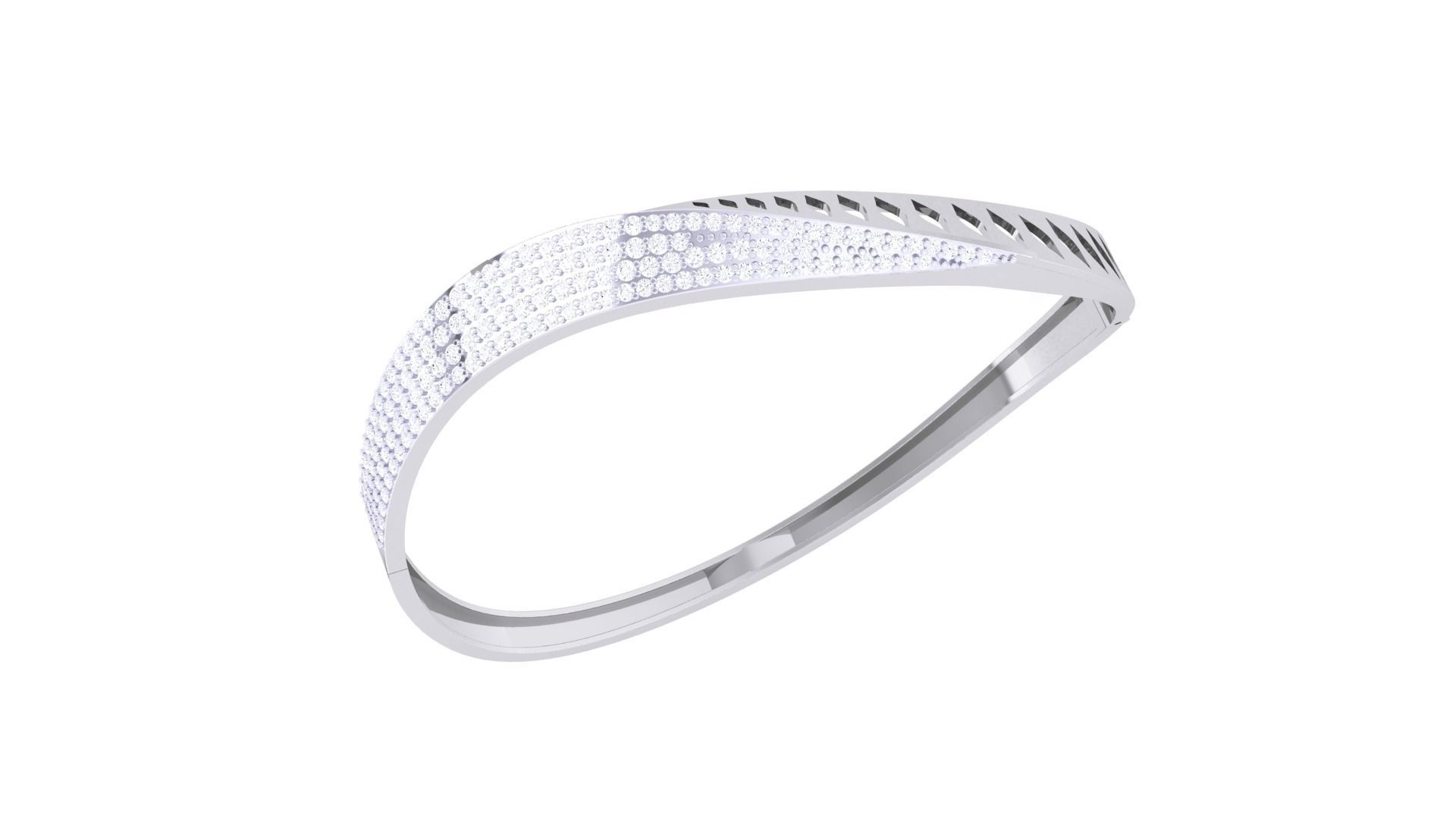 Twisted Solid Diamond Women Bracelets 3dm renders  3D print model_1