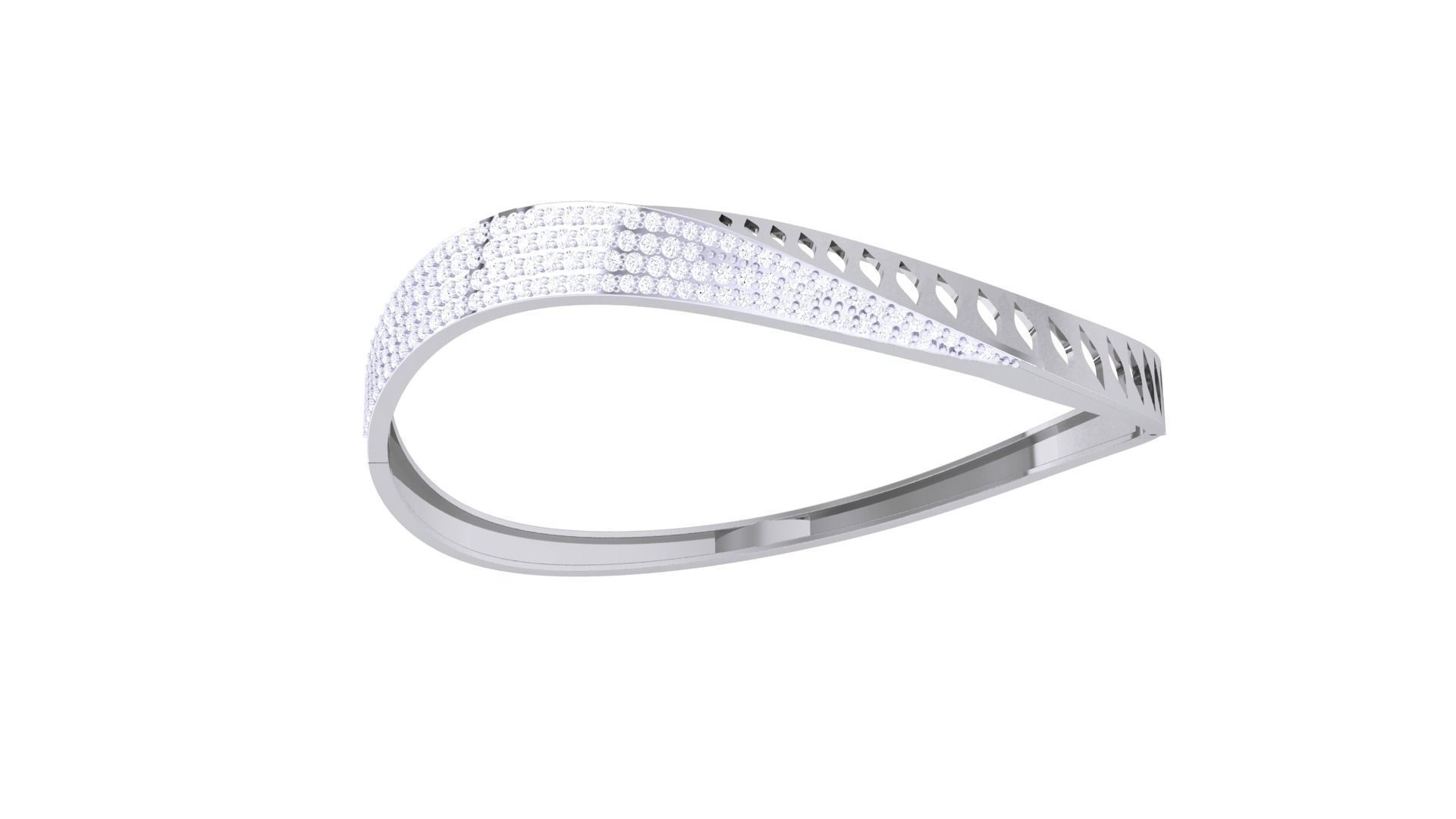 Twisted Solid Diamond Women Bracelets 3dm renders  3D print model_7
